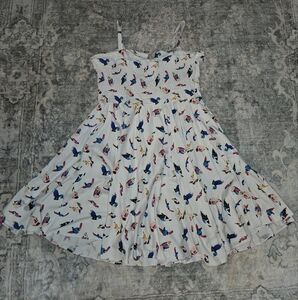 Vintage Maggie Tang 50s Style Fit & Flare Dress White Toucan Bird Multicolor XXL